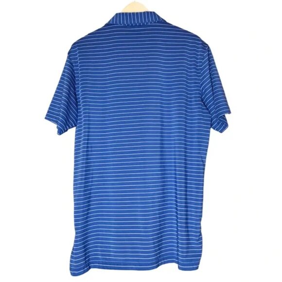 Peter Millar Halifax Stripe Stretch Jersey Polo Blue Grey Golf Shirt (Men M) - Picture 8 of 10